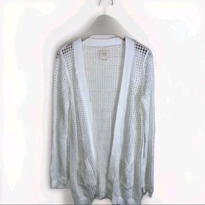 Elegant White Women's Open-Knit Cardigan